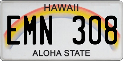 HI license plate EMN308