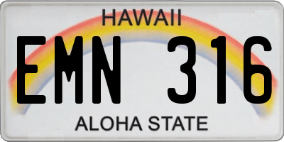 HI license plate EMN316