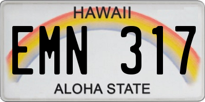 HI license plate EMN317