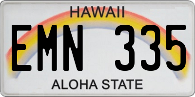 HI license plate EMN335