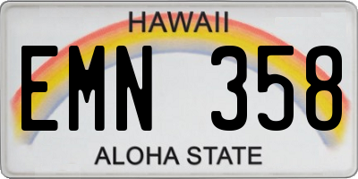 HI license plate EMN358
