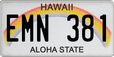 HI license plate EMN381
