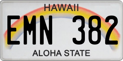 HI license plate EMN382