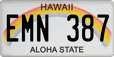 HI license plate EMN387