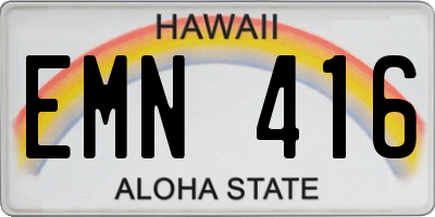 HI license plate EMN416
