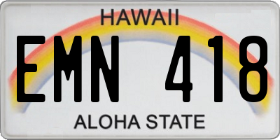 HI license plate EMN418