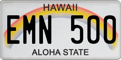 HI license plate EMN500