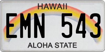 HI license plate EMN543