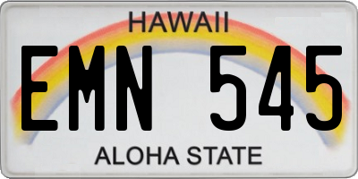 HI license plate EMN545