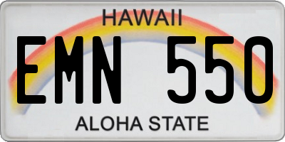 HI license plate EMN550