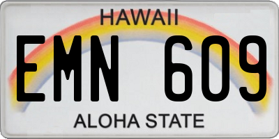 HI license plate EMN609