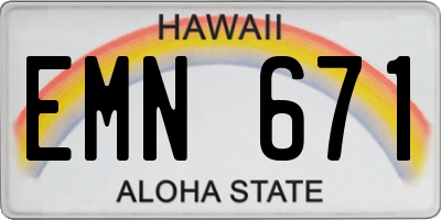 HI license plate EMN671