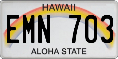 HI license plate EMN703