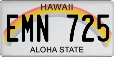HI license plate EMN725
