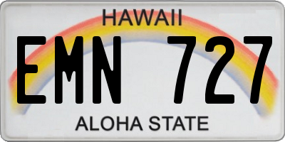HI license plate EMN727