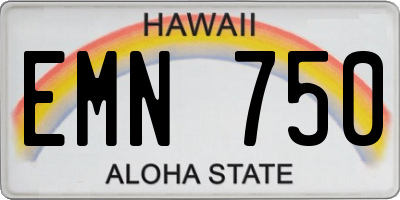 HI license plate EMN750