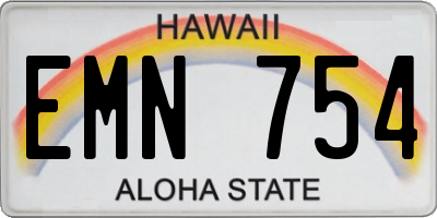 HI license plate EMN754