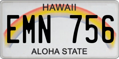 HI license plate EMN756