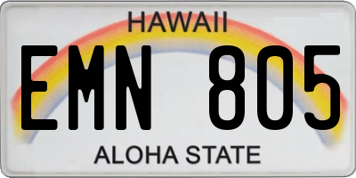 HI license plate EMN805