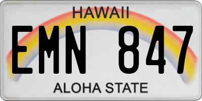 HI license plate EMN847