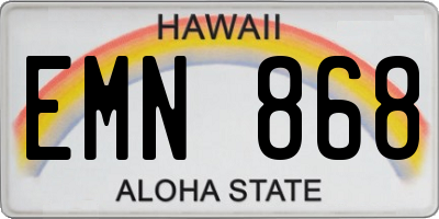 HI license plate EMN868