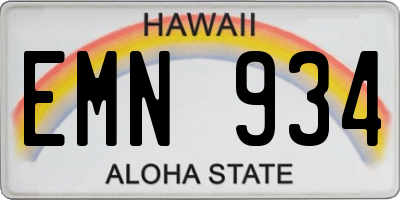 HI license plate EMN934