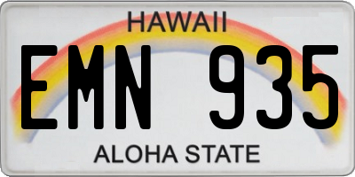 HI license plate EMN935