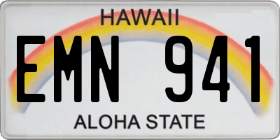 HI license plate EMN941