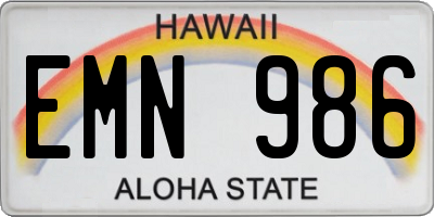 HI license plate EMN986