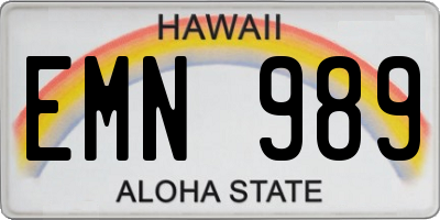 HI license plate EMN989