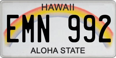 HI license plate EMN992