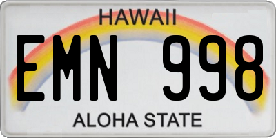 HI license plate EMN998