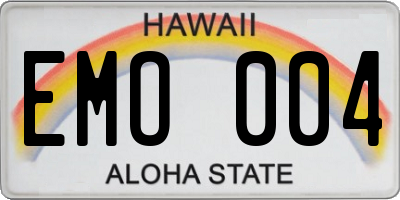 HI license plate EMO004