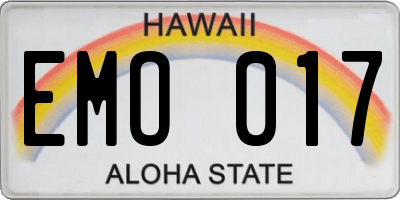 HI license plate EMO017