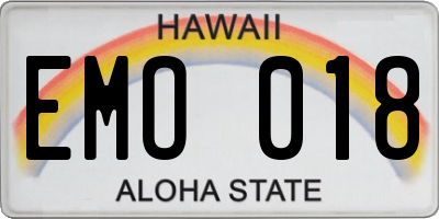 HI license plate EMO018