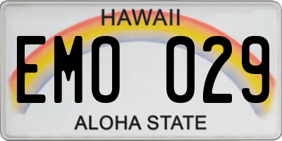 HI license plate EMO029