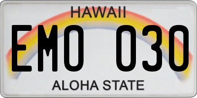 HI license plate EMO030