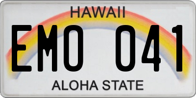 HI license plate EMO041