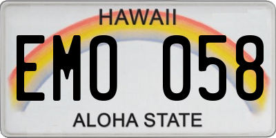 HI license plate EMO058