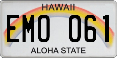 HI license plate EMO061