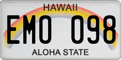 HI license plate EMO098