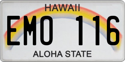 HI license plate EMO116