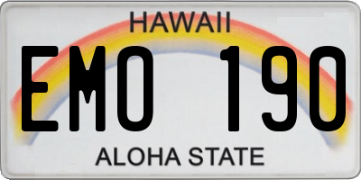 HI license plate EMO190
