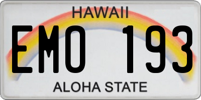 HI license plate EMO193