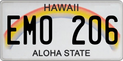HI license plate EMO206