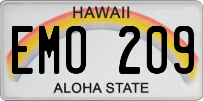 HI license plate EMO209