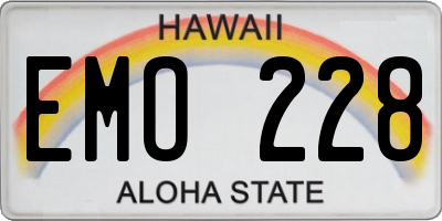 HI license plate EMO228