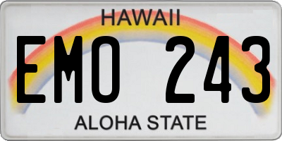 HI license plate EMO243