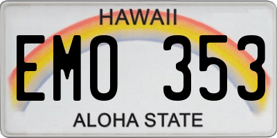 HI license plate EMO353
