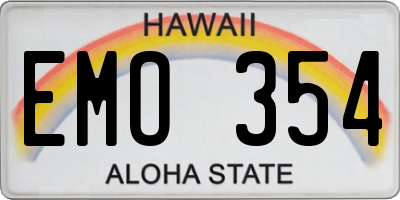 HI license plate EMO354